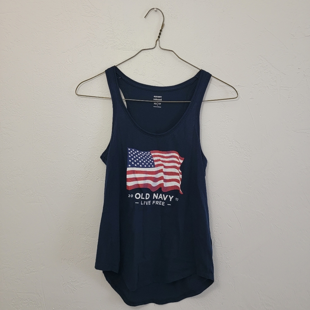 Old Navy 4th Of July USA Flag Scoop Neck Tank Top Size XS